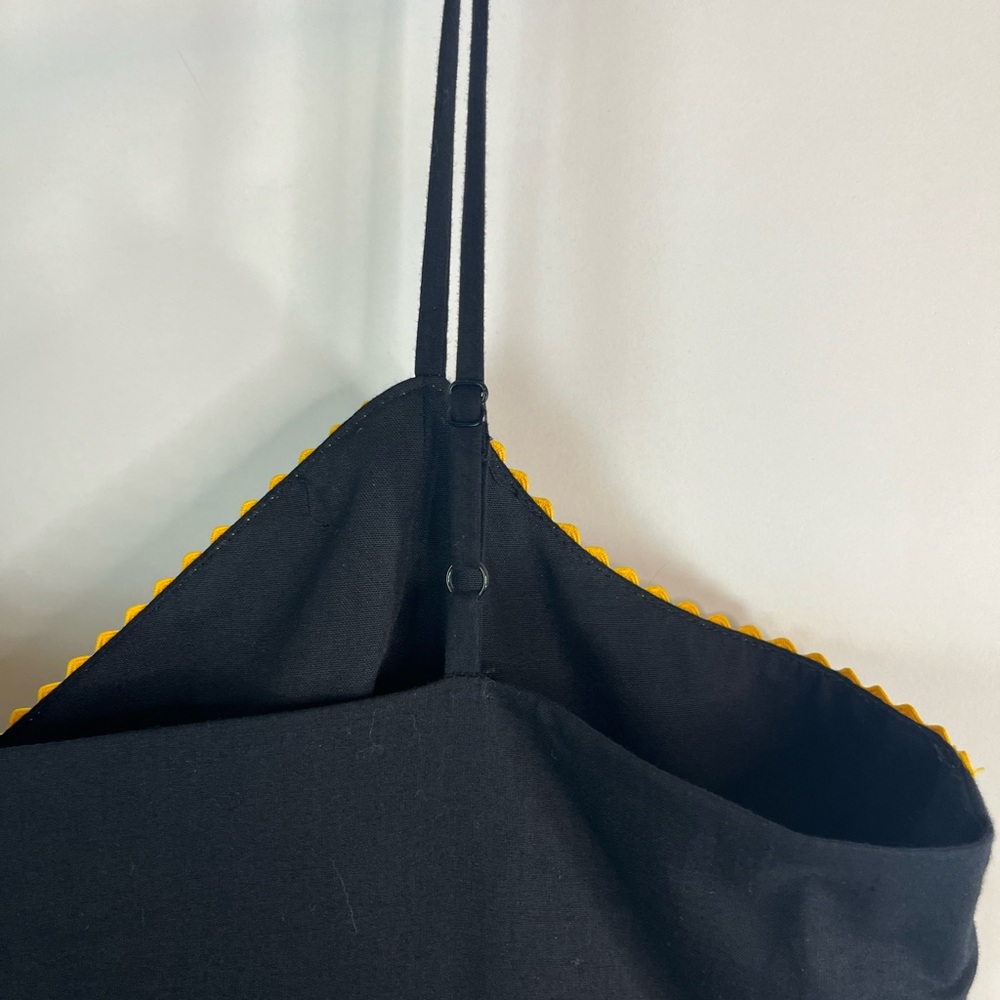 Spenser Jeremy Multicolor Zigzag Embroidered Black Midi‎ Dress - Size 10 cotton - Picture 4 of 6